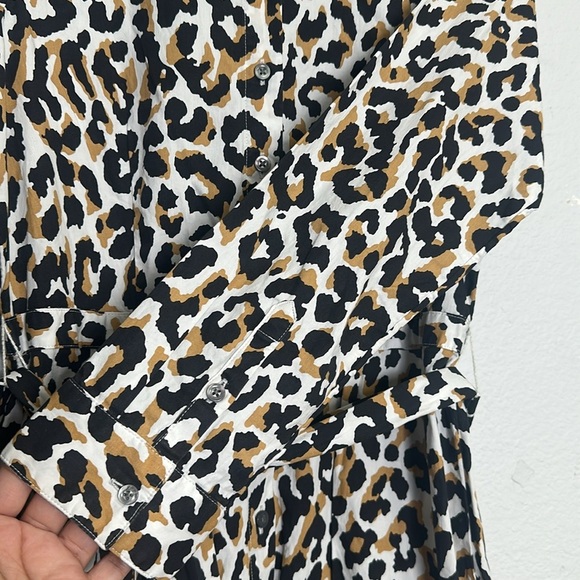 J. Crew Factory Women’s Size8 Leopard Tie Waist Button Down Shirt Midi Dress NWT - Picture 4 of 13
